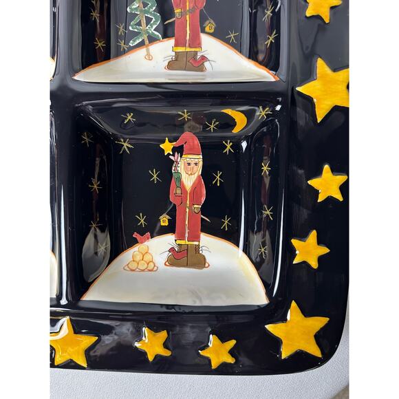 BECCA BARTON Midnight Santa Serving Platter by Certified 15-1/4” Square EX - Picture 6 of 11